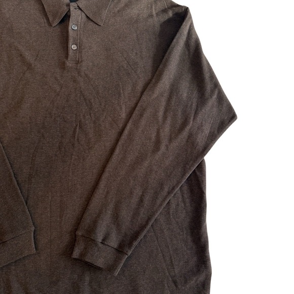 Studio By Bill Blass Men's Vintage Brown Striped Long Sleeve Polo Size XLT - Picture 5 of 13